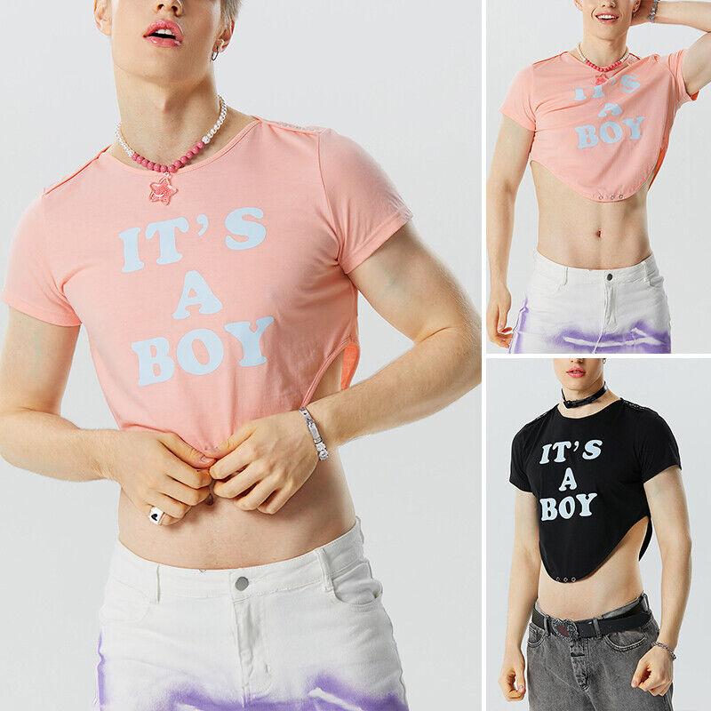 Fashion-Mens-Crewneck-Short-Sleeve-Crop-Tops-Party-Club-Casual-Tee-Shirt-Blouse-126158427780-3