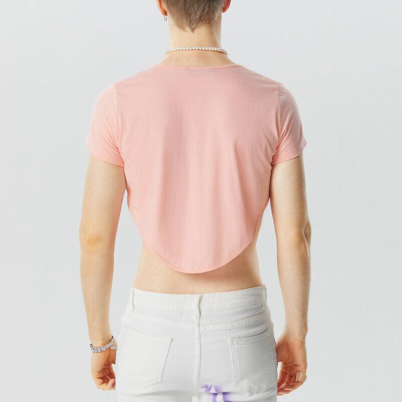 Fashion-Mens-Crewneck-Short-Sleeve-Crop-Tops-Party-Club-Casual-Tee-Shirt-Blouse-126158427780-9