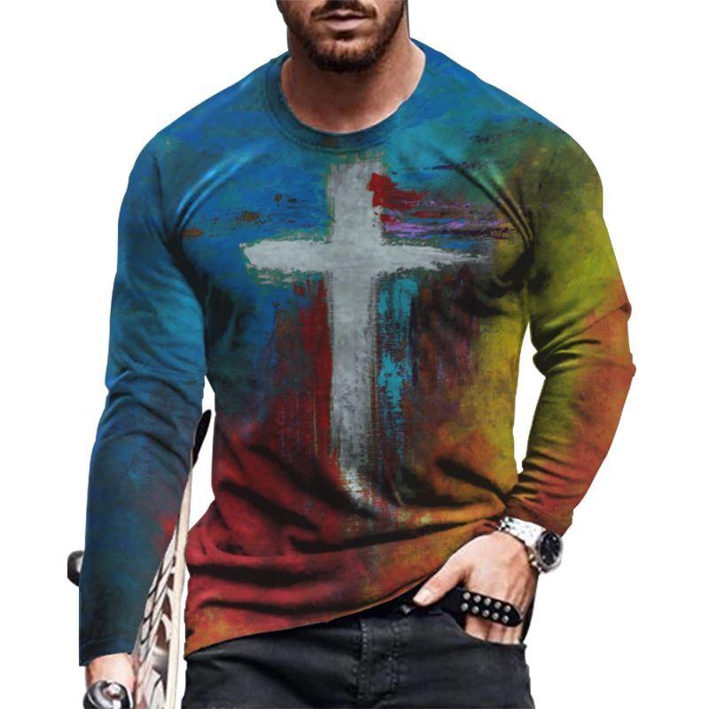 Variation-of-T-Shirts-Men-Fashion-Long-Sleeve-USA-Flag-Cross-Graphic-Print-T-Shirt-Silky-Soft-234948091700-a04b