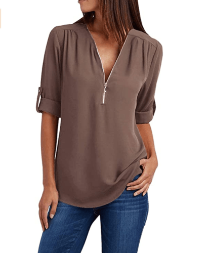 Variation-of-Womens-Fashion-Chiffon-Zipper-Up-Deep-V-Neck-Rolled-Long-Sleeve-Loose-Blouse-184324605640-64d2