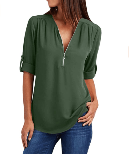 Womens-Fashion-Chiffon-Zipper-Up-Deep-V-Neck-Rolled-Long-Sleeve-Loose-Blouse-184324605640-10