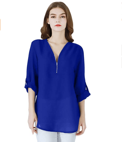 Womens-Fashion-Chiffon-Zipper-Up-Deep-V-Neck-Rolled-Long-Sleeve-Loose-Blouse-184324605640-11