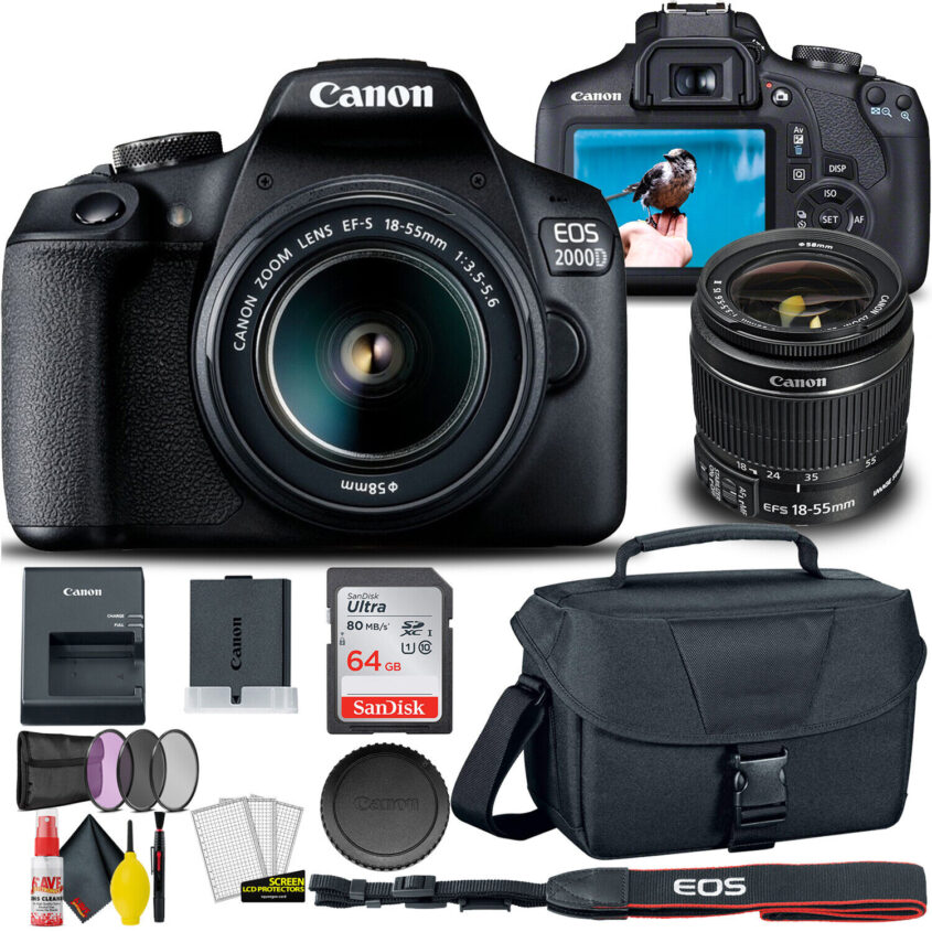 Canon-EOS-2000D-Rebel-T7-DSLR-Camera-with-18-55mm-Lens-Creative-Kit-194137035742