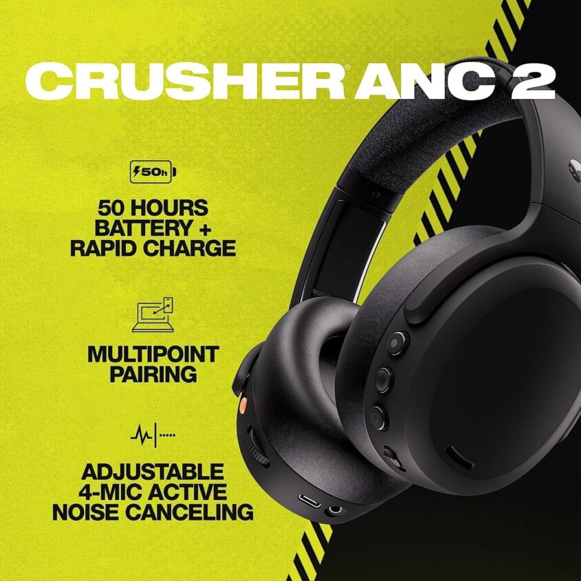 Skullcandy-CRUSHER-ANC-2-Wireless-Headphones-w-SENSORY-BASS-Cert-Refurb-BLACK-266566905592