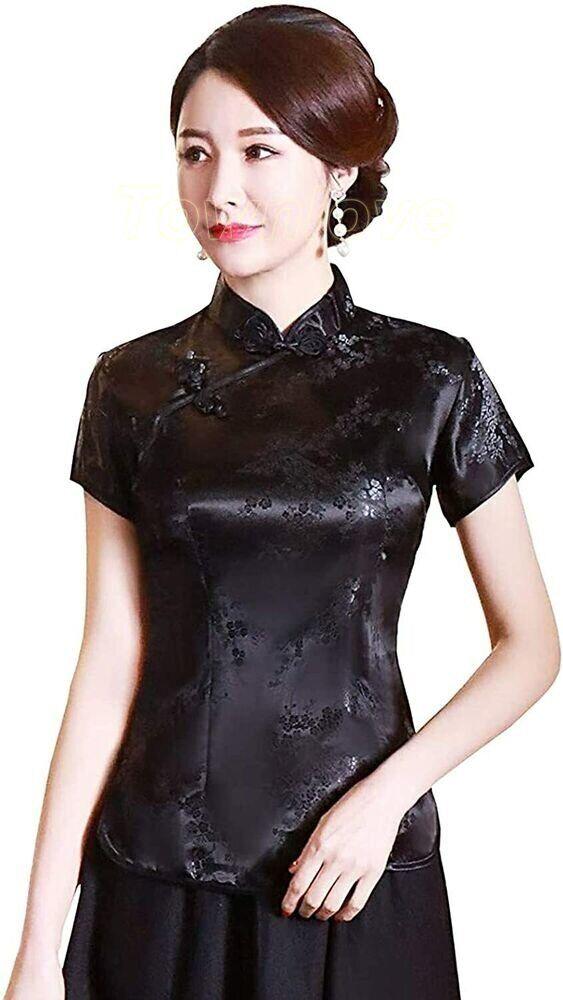 Womens-Tang-Chinese-Style-Blouse-Cheongsam-Traditional-Short-Sleeve-Qipao-Tops-256340394342-16