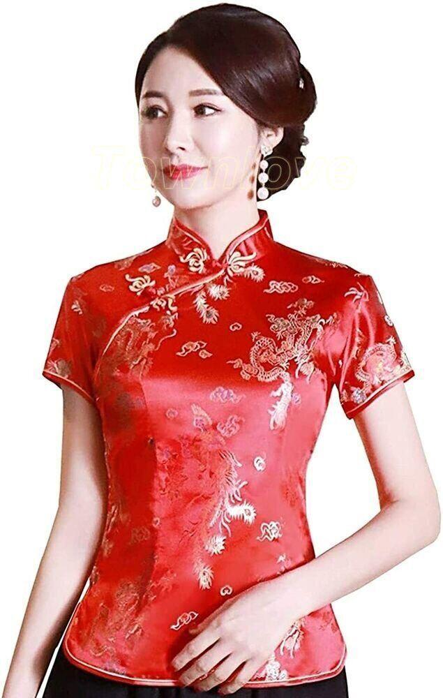Womens-Tang-Chinese-Style-Blouse-Cheongsam-Traditional-Short-Sleeve-Qipao-Tops-256340394342-17