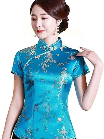 Womens-Tang-Chinese-Style-Blouse-Cheongsam-Traditional-Short-Sleeve-Qipao-Tops-256340394342