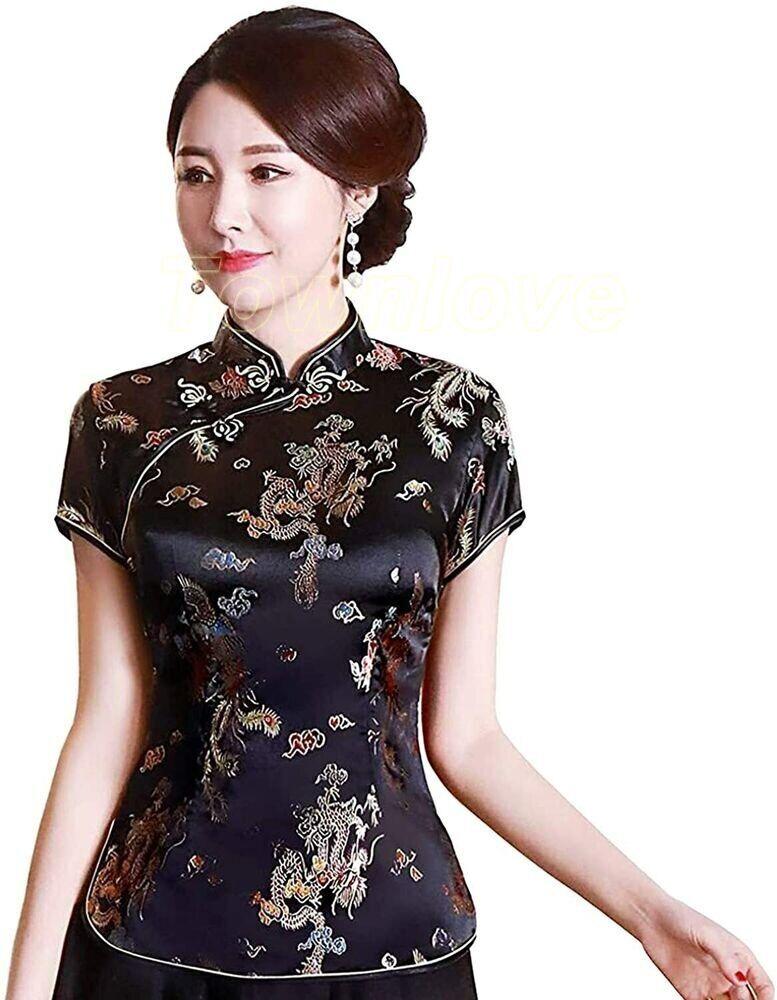 Womens-Tang-Chinese-Style-Blouse-Cheongsam-Traditional-Short-Sleeve-Qipao-Tops-256340394342-6