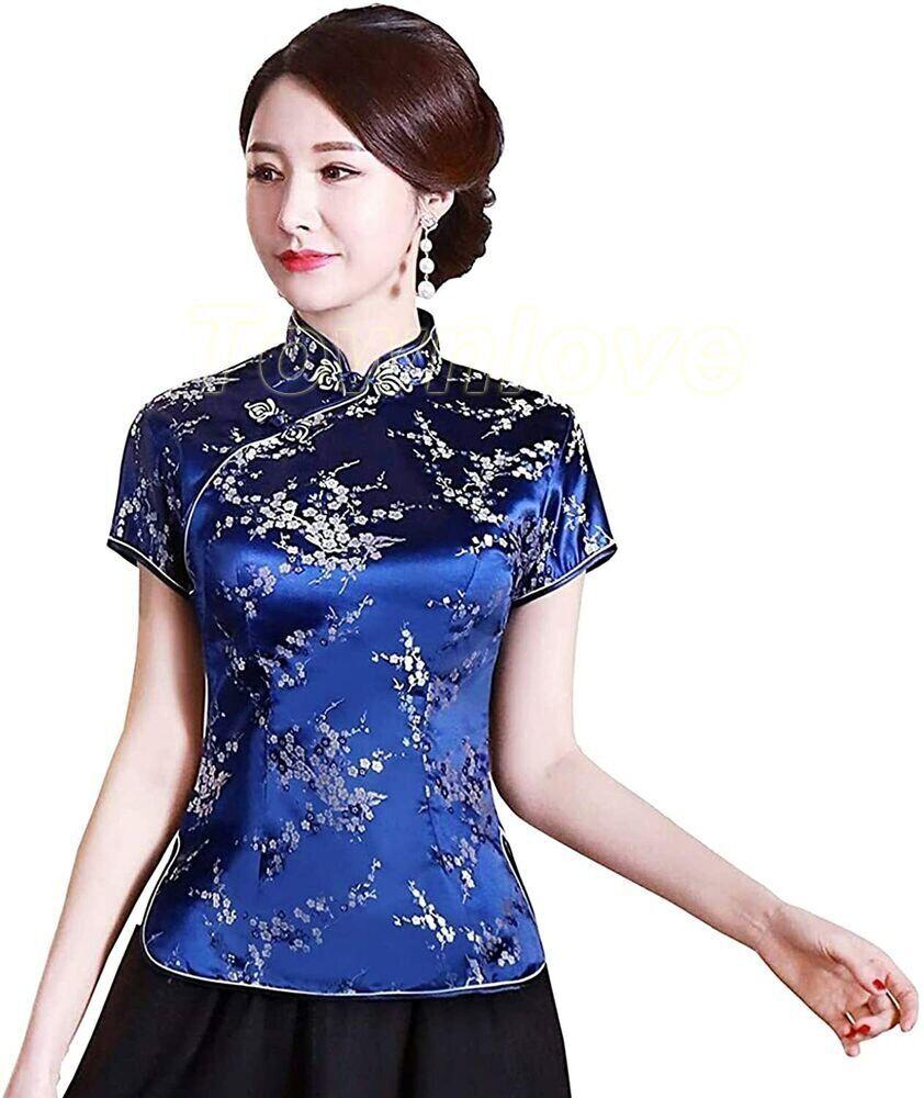 Womens-Tang-Chinese-Style-Blouse-Cheongsam-Traditional-Short-Sleeve-Qipao-Tops-256340394342-9