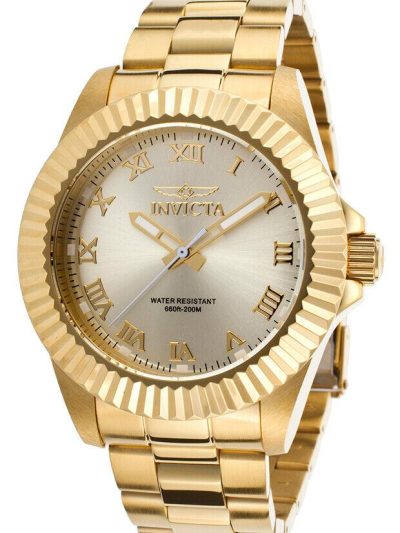 NEW-Invicta-Pro-Diver-Champagne-Dial-Gold-tone-Roman-Numerals-Mens-Watch-145561736103