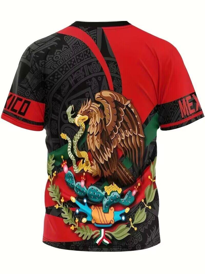 T-Shirt-Mexican-Aztec-Eagle-Cactus-Fashion-Mexico-Men-Short-Sleeve-Red-Black-Tee-375023102983-2