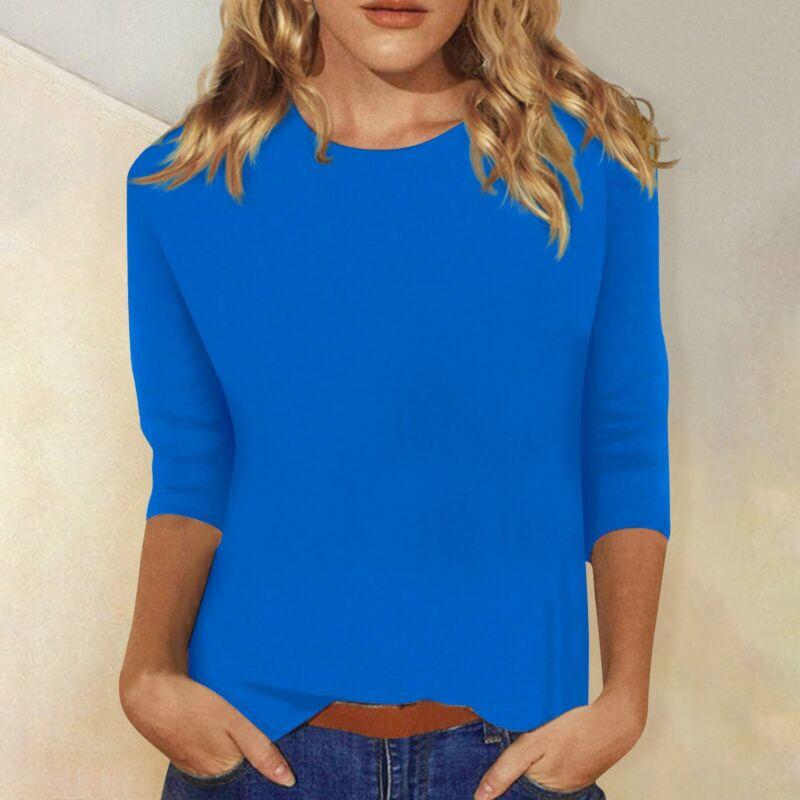 Variation-of-Women039s-Fashion-Casual-Three-Quarter-Sleeve-T-Shirt-Solid-O-Neck-Tops-315054475463-9ecf