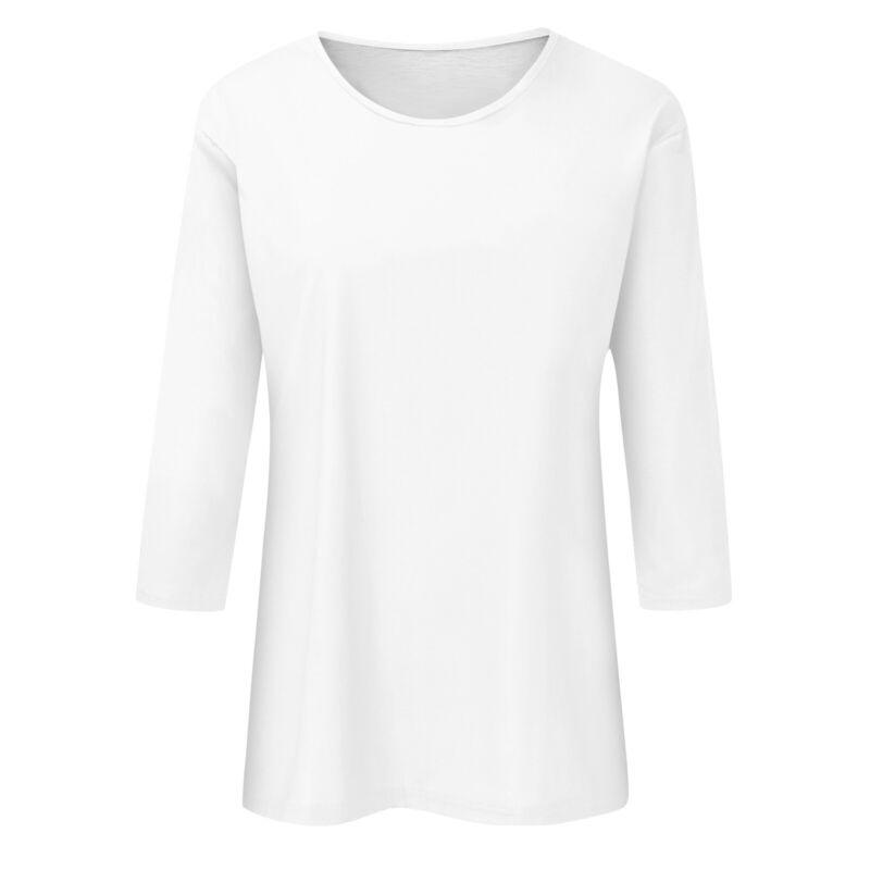 Womens-Fashion-Casual-Three-Quarter-Sleeve-T-Shirt-Solid-O-Neck-Tops-315054475463-12