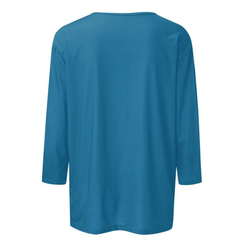 Womens-Fashion-Casual-Three-Quarter-Sleeve-T-Shirt-Solid-O-Neck-Tops-315054475463-4