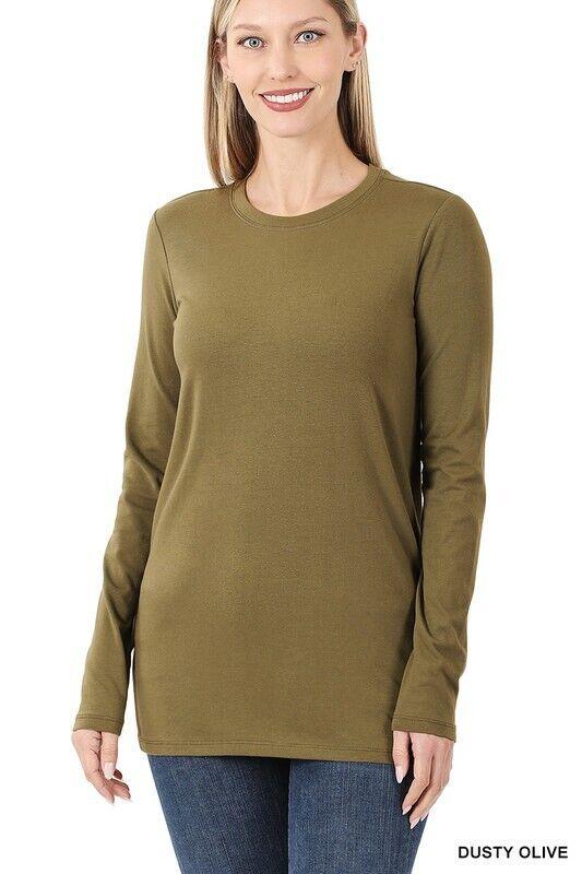 Variation-of-Womens-Cotton-T-Shirt-Crew-Neck-Stretch-Casual-Tunic-Long-Sleeve-Plain-Basic-Top-174875579264-9562