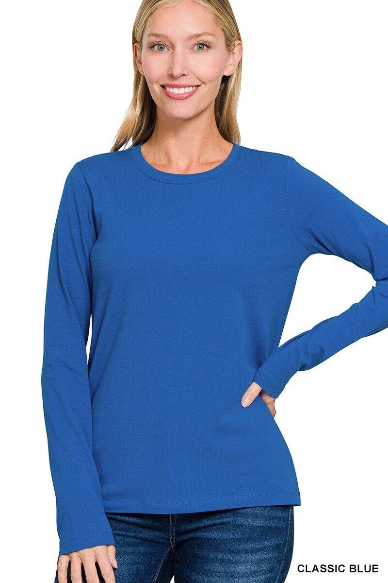 Variation-of-Womens-Cotton-T-Shirt-Crew-Neck-Stretch-Casual-Tunic-Long-Sleeve-Plain-Basic-Top-174875579264-ad2f