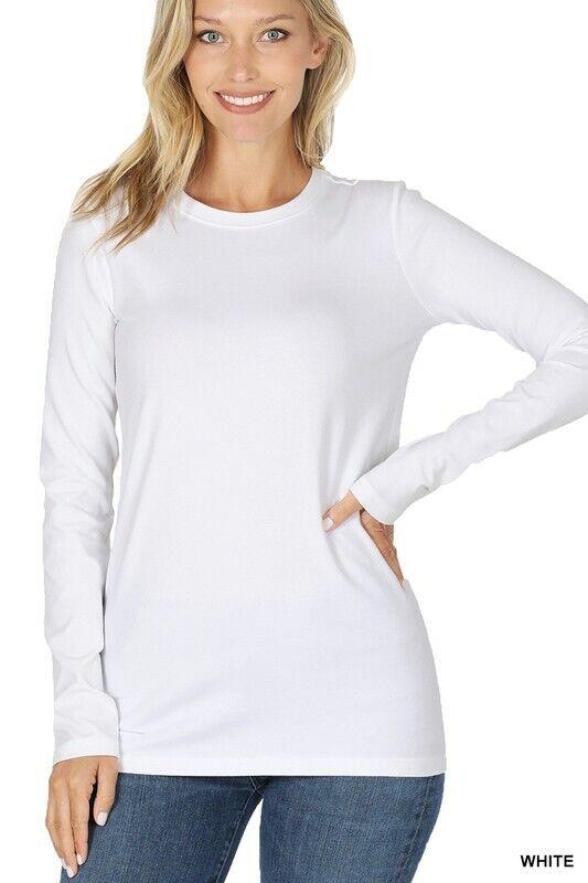 Variation-of-Womens-Cotton-T-Shirt-Crew-Neck-Stretch-Casual-Tunic-Long-Sleeve-Plain-Basic-Top-174875579264-b425