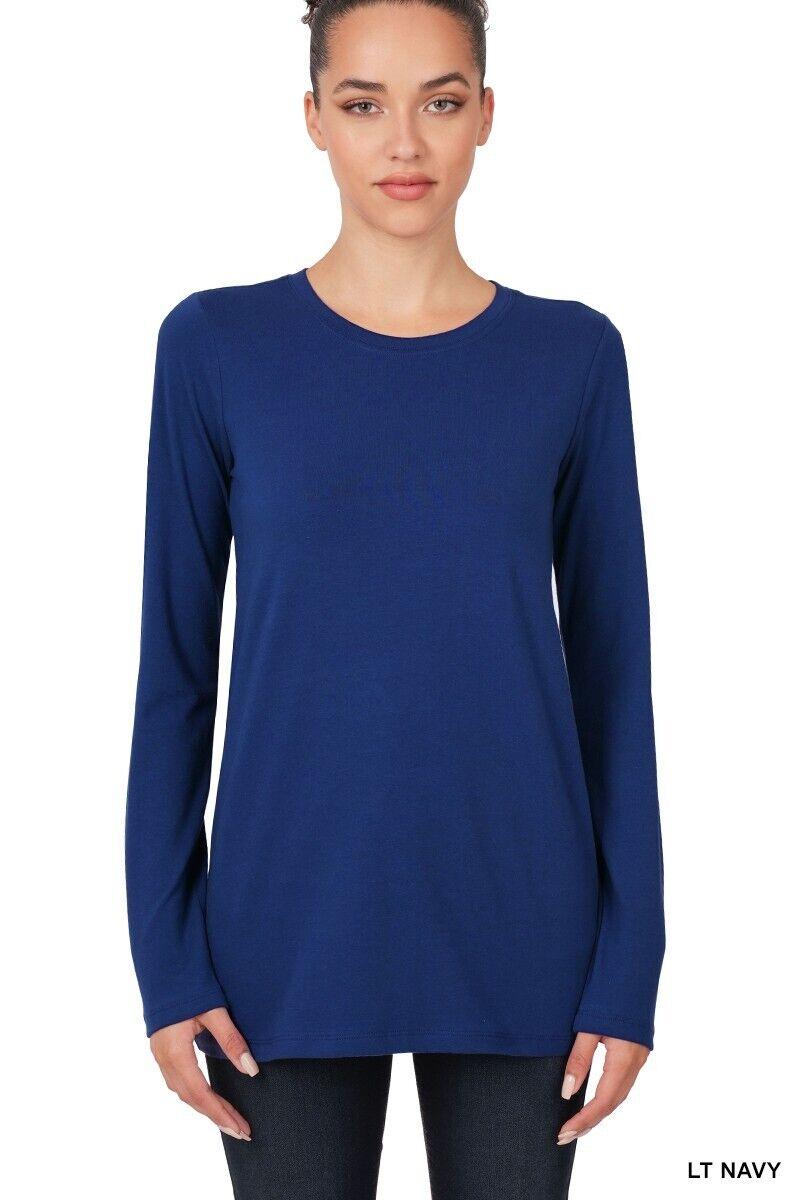 Variation-of-Womens-Cotton-T-Shirt-Crew-Neck-Stretch-Casual-Tunic-Long-Sleeve-Plain-Basic-Top-174875579264-b4ca