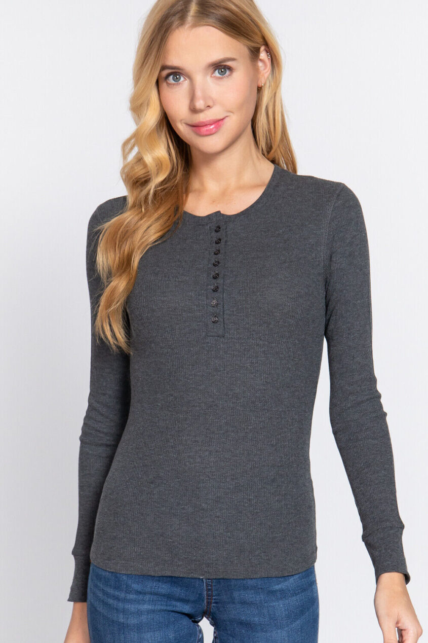 Variation-of-Womens-Henley-Warm-Soft-Thermal-Top-Button-T-Shirt-Waffle-Knit-Layering-175931213924-94e0