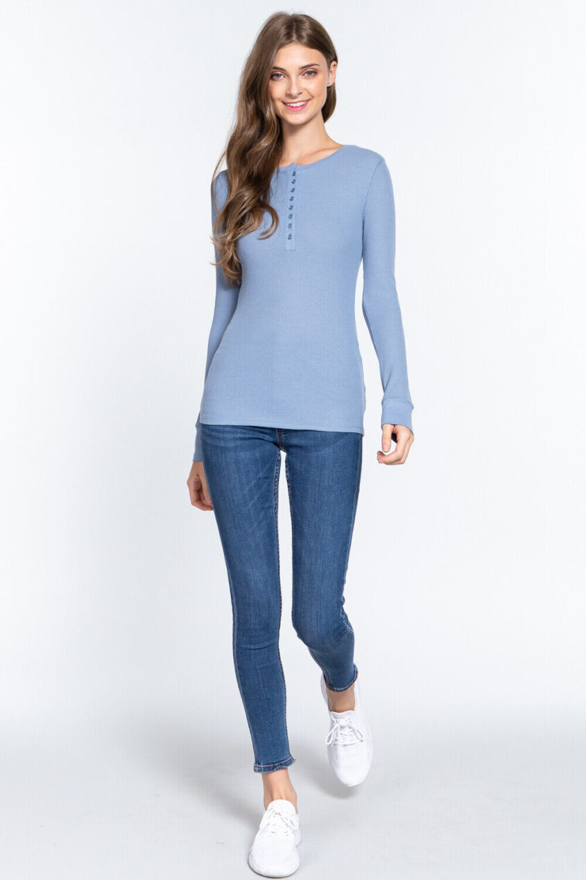 Womens-Henley-Warm-Soft-Thermal-Top-Button-T-Shirt-Waffle-Knit-Layering-175931213924-4
