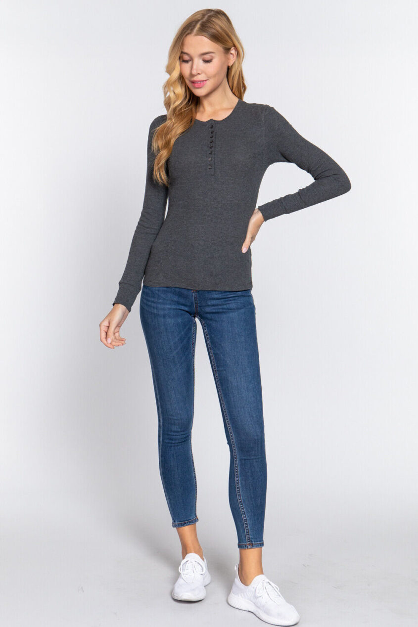 Womens-Henley-Warm-Soft-Thermal-Top-Button-T-Shirt-Waffle-Knit-Layering-175931213924-7