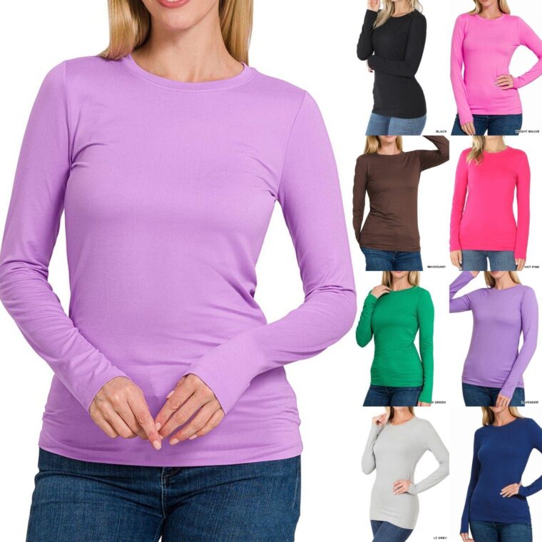 Womens-Warm-Soft-Long-Sleeve-T-Shirts-Layering-Casual-Fashion-Top-204418642704