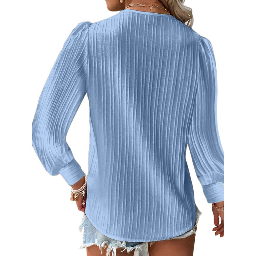 Autumn-Womens-Long-Sleeve-Solid-Pullover-V-Neck-T-shirts-Pleated-Blouse-Tops-US-395176806746-17