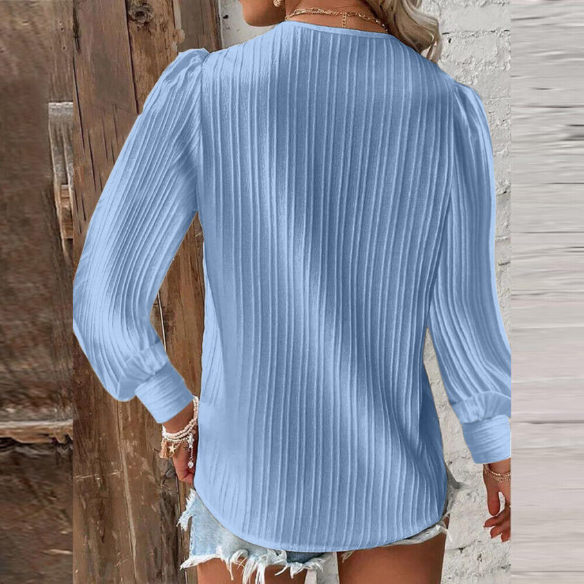 Autumn-Womens-Long-Sleeve-Solid-Pullover-V-Neck-T-shirts-Pleated-Blouse-Tops-US-395176806746-6