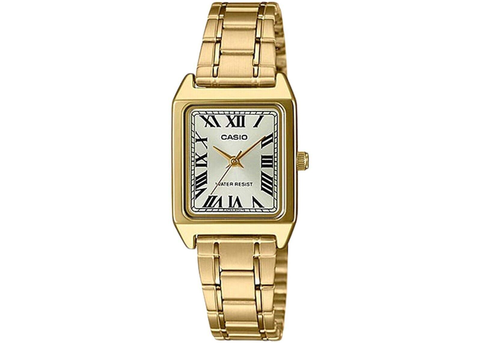 Casio LTP-V007G-9B Women's Rectangular Gold Tone Roman Gold Dial Dress Watch