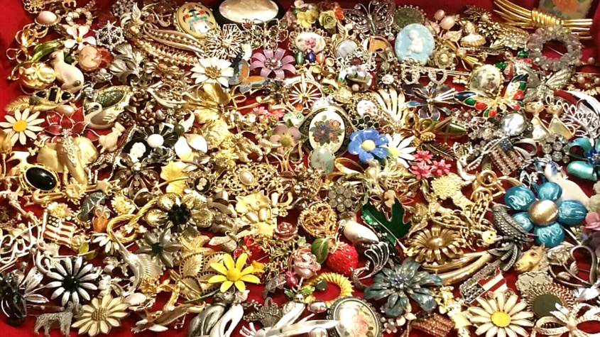 Vintage-Costume-Jewelry-Lots-Brooches-Signed-Unsigned-All-Wear-204227037846-7
