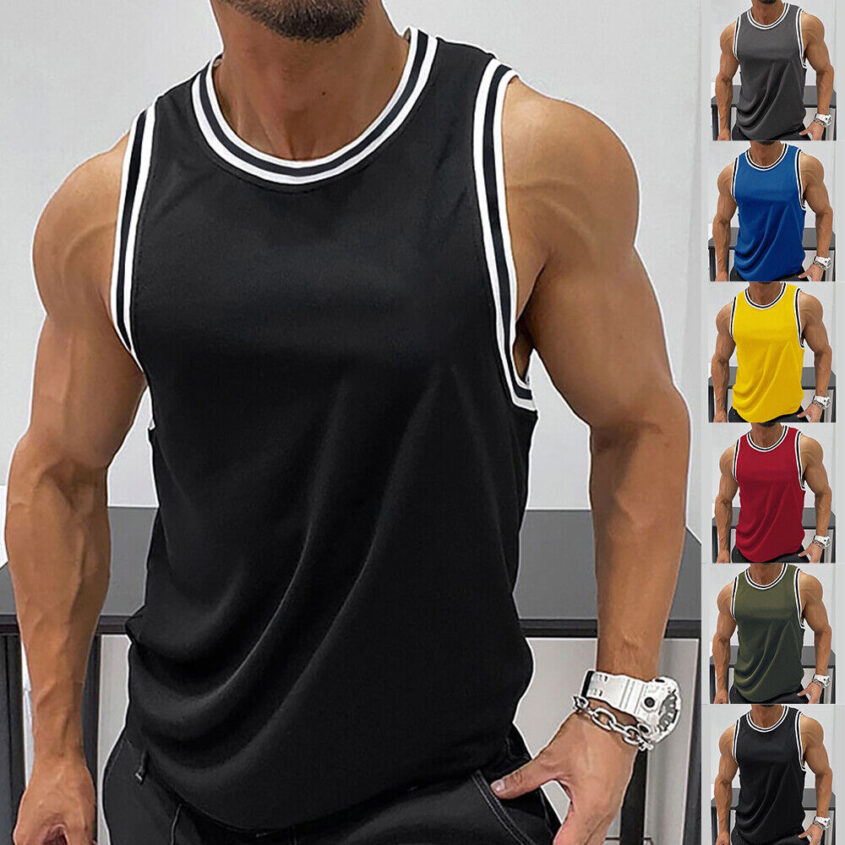 Mens-Sleeveless-Tank-Tops-Vest-Bodybuilding-Gym-Fitness-Muscle-Training-T-Shirts-404744953118
